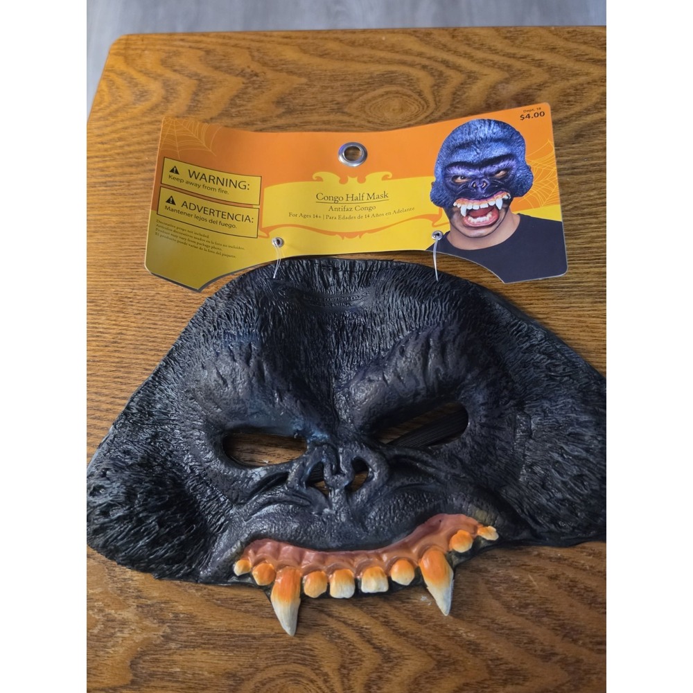 Nos Vtg Gorilla with Teeth Half Mask Halloween Costume